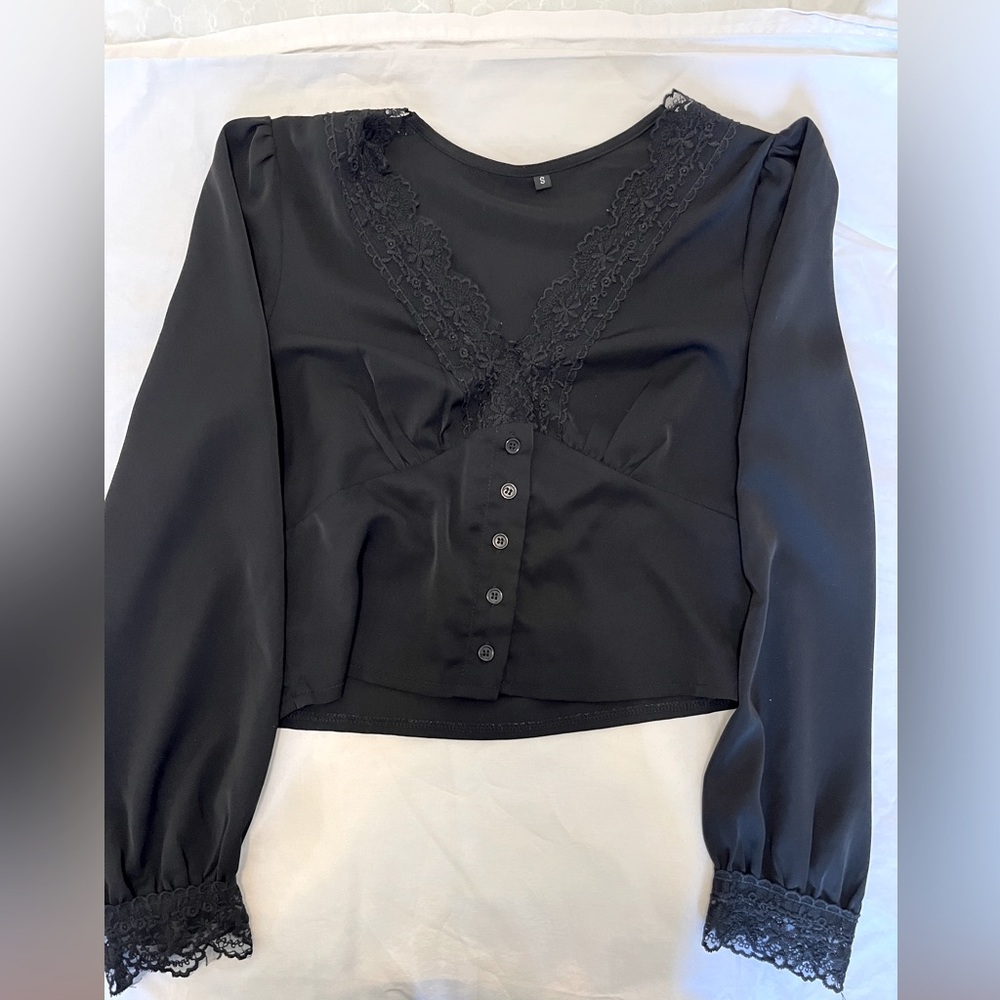 Lace and Silk Black blouse | S